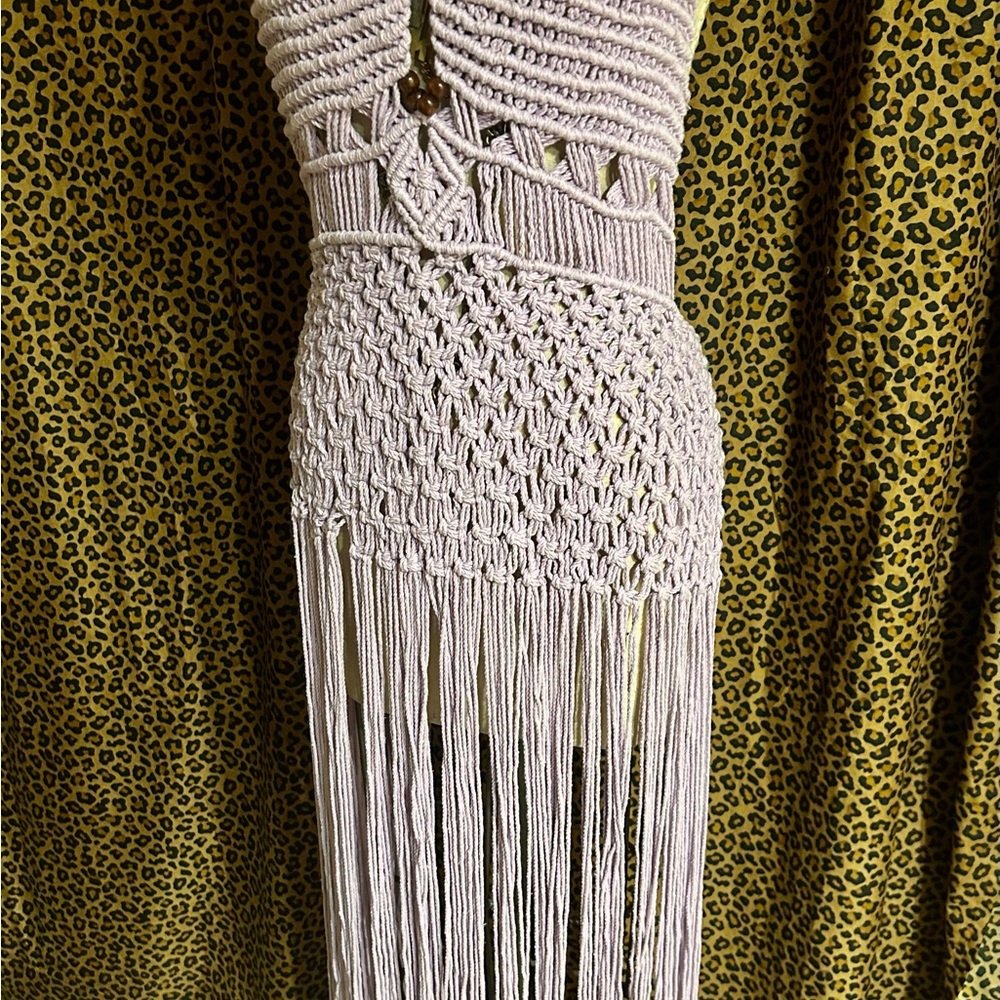 Bohemian Lavender Macrame Dress